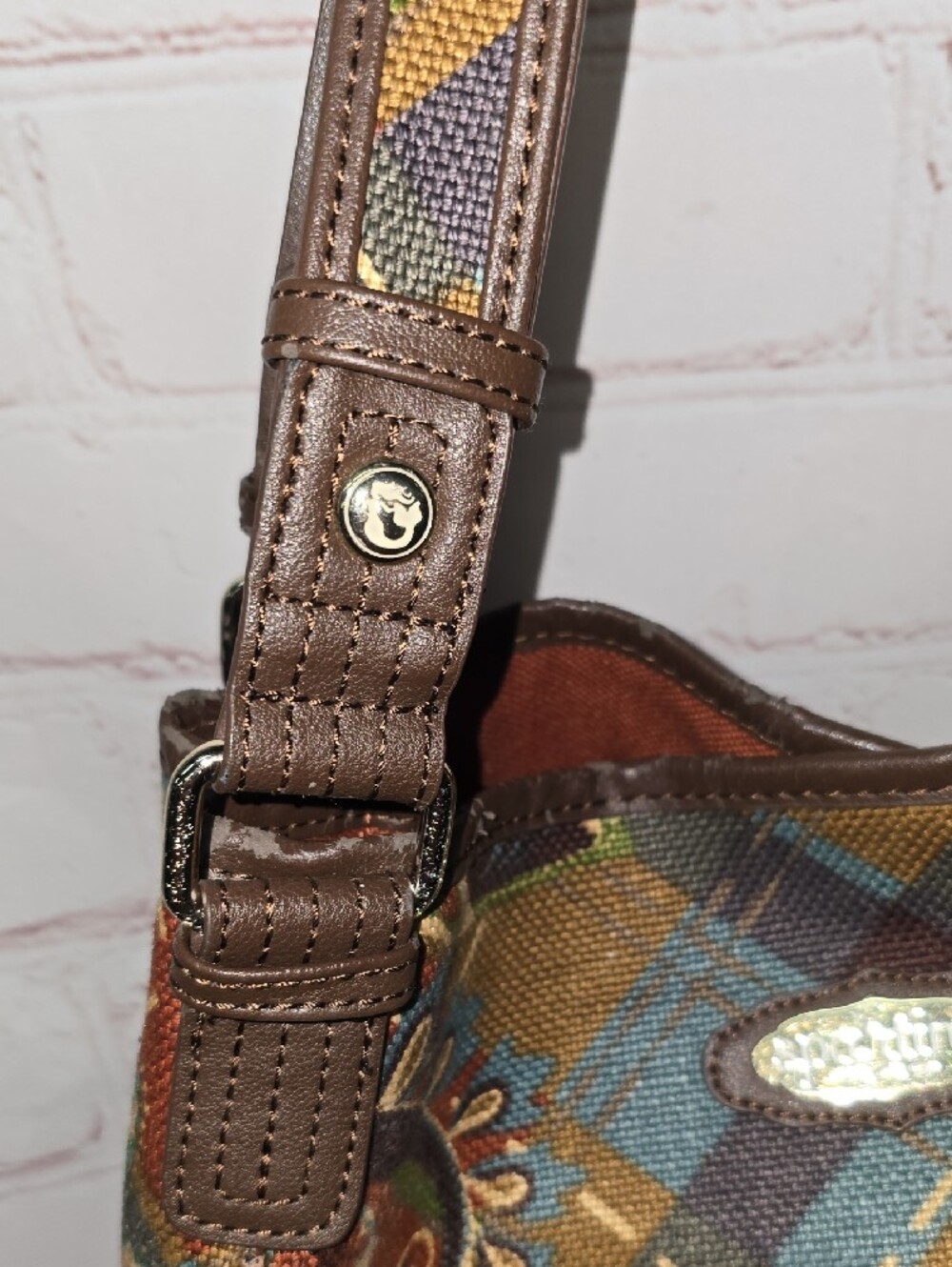 Spartina 449 Plaid Gracie Floral Shoulder Bag in Brown, Green, Blue, Red - Picture 8 of 17